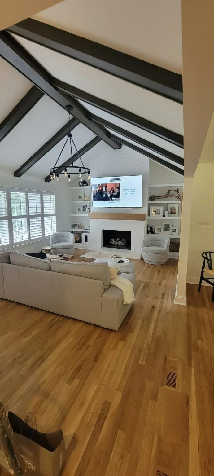 living room remodel with vaulted